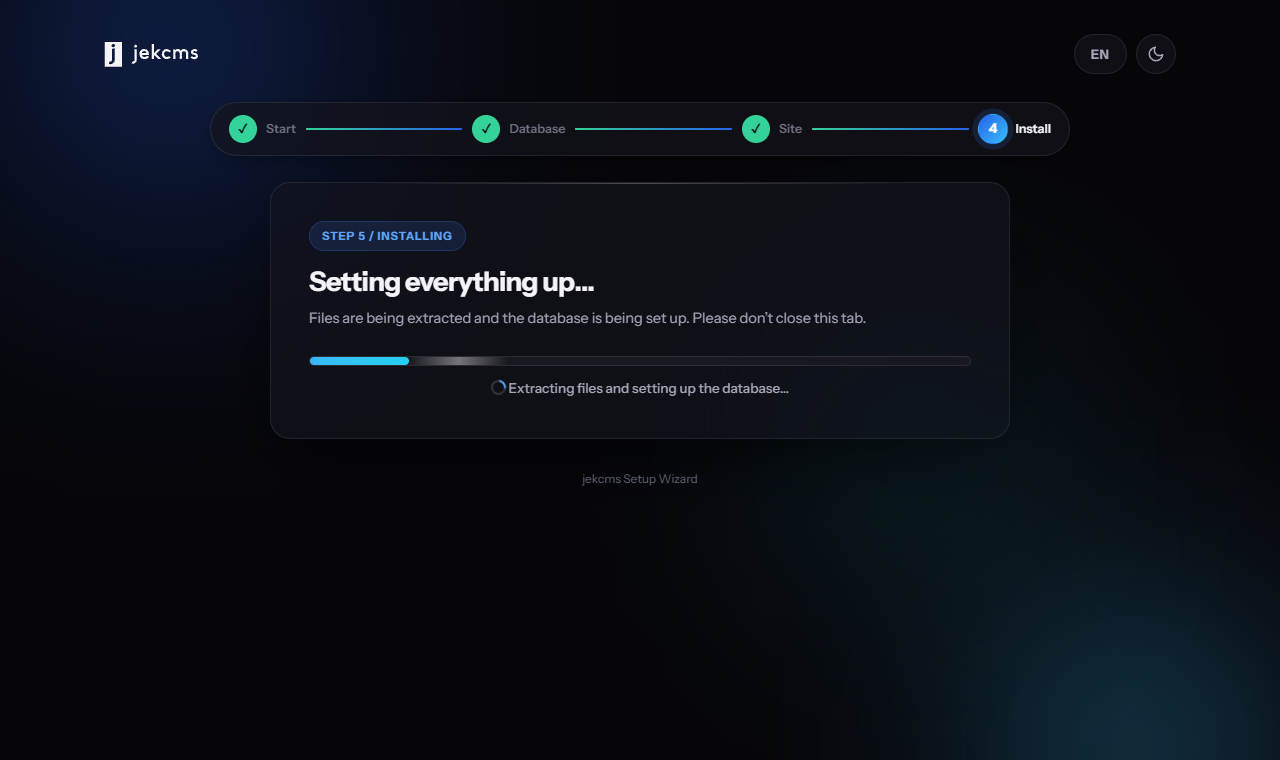 The installer running with a live progress bar