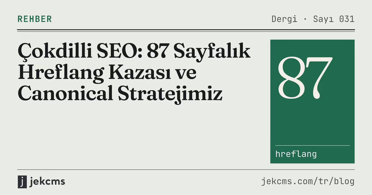 Çokdilli SEO: 87 Sayfalık Hreflang Kazası ve Canonical Stratejimiz, jekcms blog kapağı