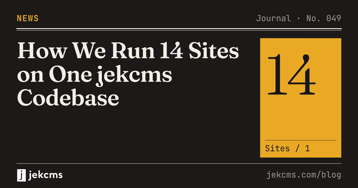 How We Run 14 Sites on One jekcms Codebase, jekcms blog cover