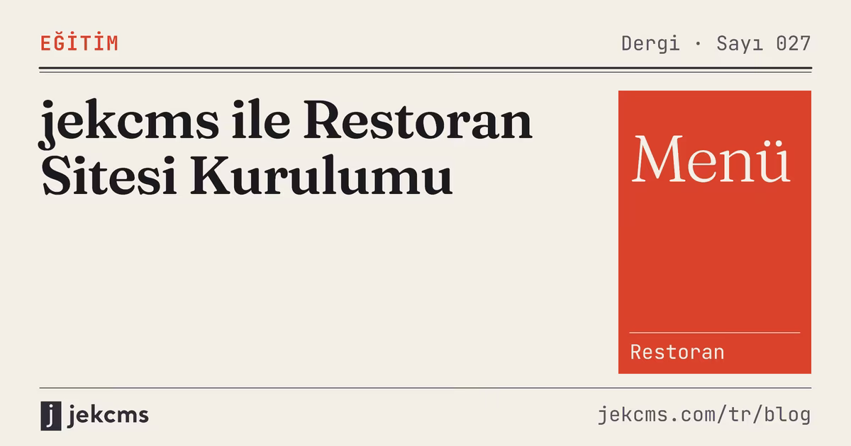 jekcms ile Restoran Sitesi Kurulumu, jekcms blog kapağı