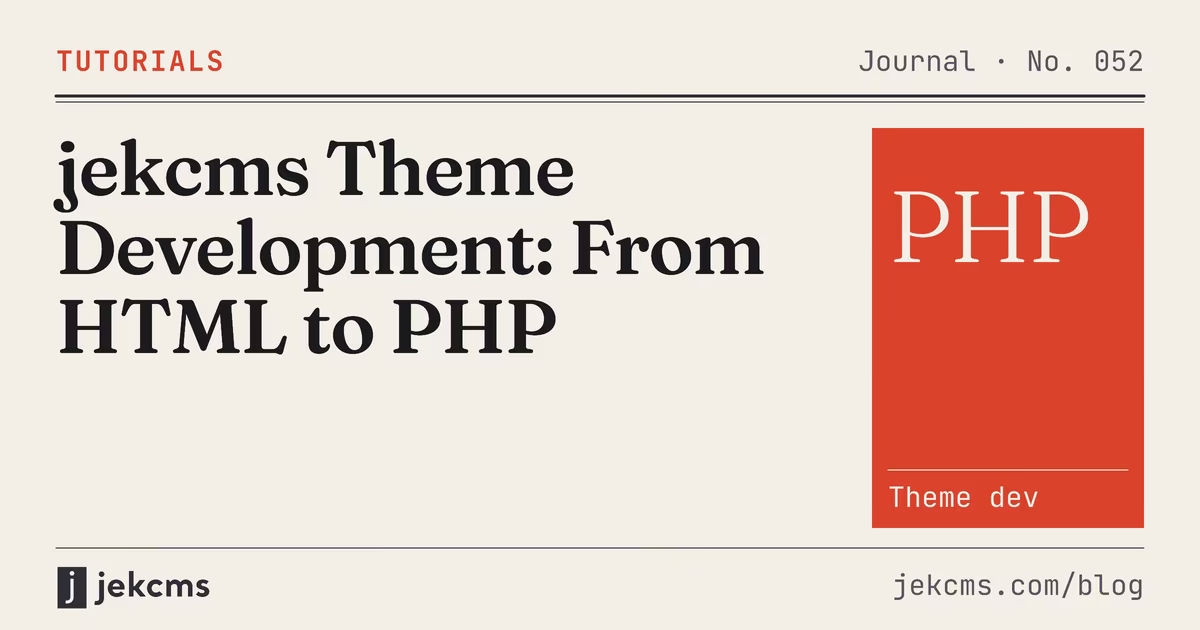 jekcms Theme Development: From HTML to PHP, jekcms blog cover