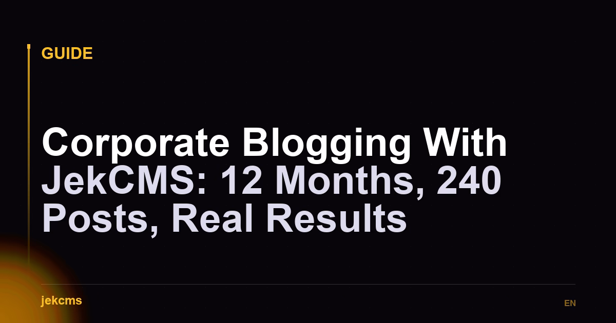 Corporate Blogging With JekCMS: 12 Months, 240 Posts, Real Results