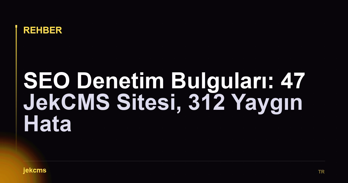 SEO Denetim Bulguları: 47 JekCMS Sitesi, 312 Yaygın Hata
